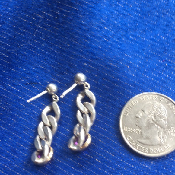Vintage Gold Silver Real Amethyst Earrings - Picture 5 of 6